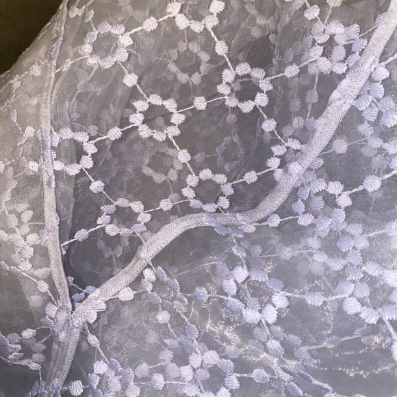 Zara Lilac Mesh Floral Blouse Small - Picture 11 of 12